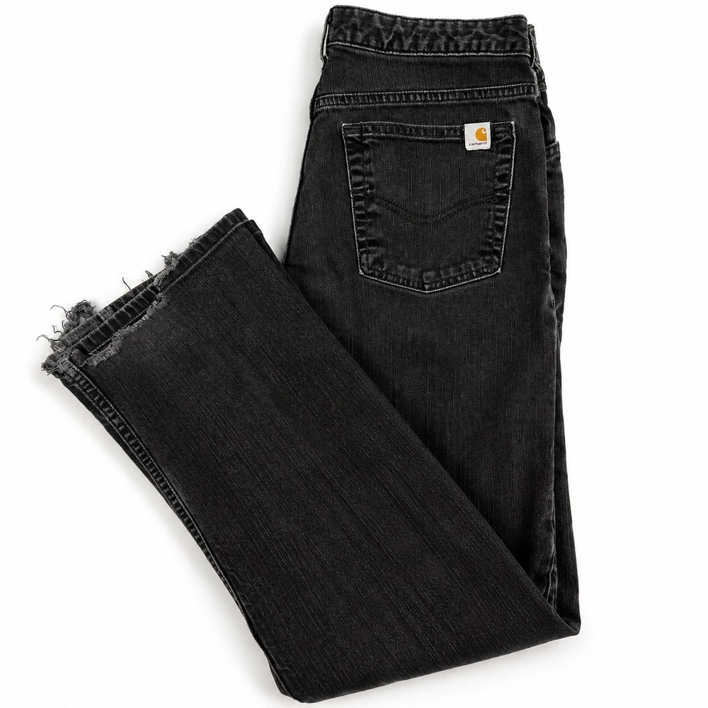 Carhartt Women's Jeans Size 8x32 Black Original Fit Bootcut Workwear Y2K